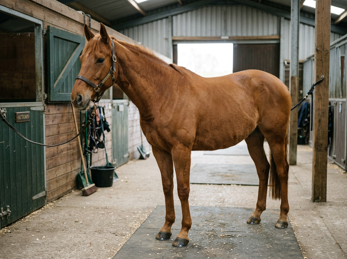 Before clipping — long, shaggy winter coat